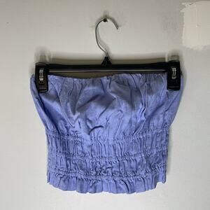 Abercrombie Blue Linen Blend Strapless Top